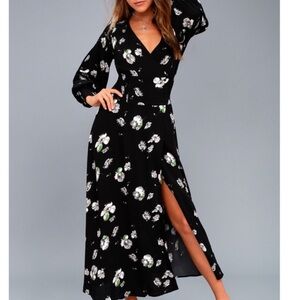 Elegant Free People Black Floral Maxi Dress